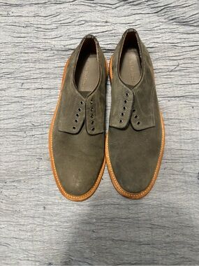 Cole Haan Olive Suede Derby Shoes with Tan welt